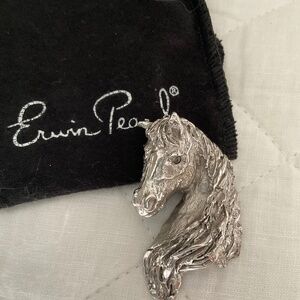 Erwin Pearl Silver Horse Brooch